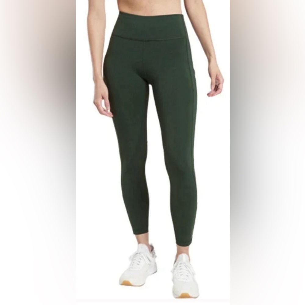 Athleta Ultimate Run 7/8 Tight in Seaweed Snack High Rise Mesh Zip Women SZ S